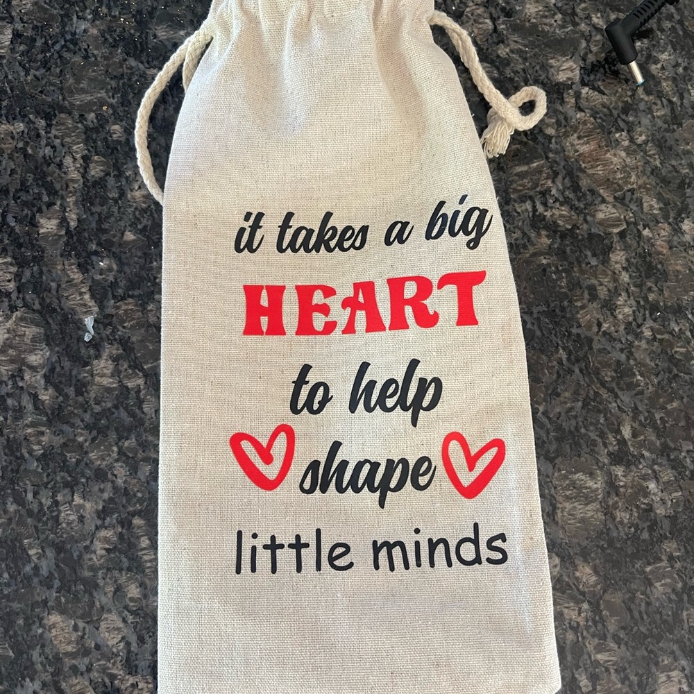 Canvas Drawstring Bag with Heart Design